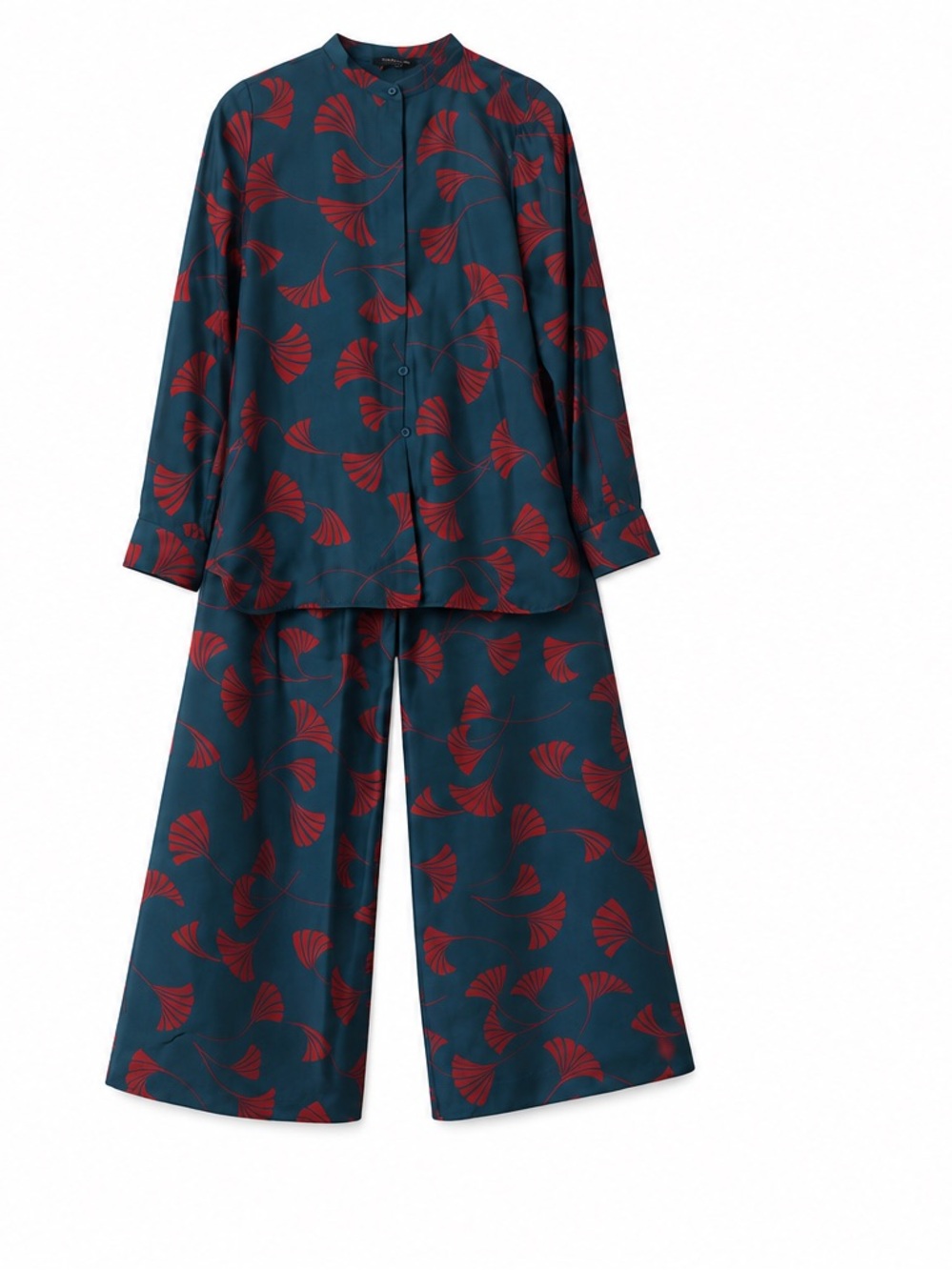 Lafayette 148 New York Teal and Red Floral-Print Women's Pajama Set